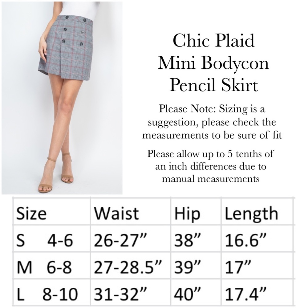 Chic Plaid Mini Bodycon Pencil Skirt with Buttons - Picture 16 of 16